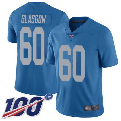 Detroit Lions Limited Blue Men Graham Glasgow Alternate Jersey NFL Football 60 100th Season Vapor Untouchable